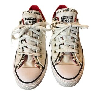 Converse Chuck Taylor All Star Double Tongue Leopard Print Sneakers Womens 9